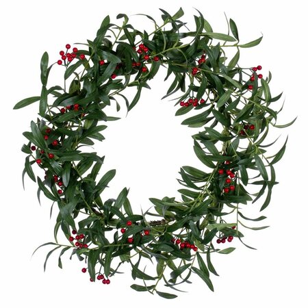 DARE2DECOR 24 in. Red Berry & Mistletoe Wreath DA3256479